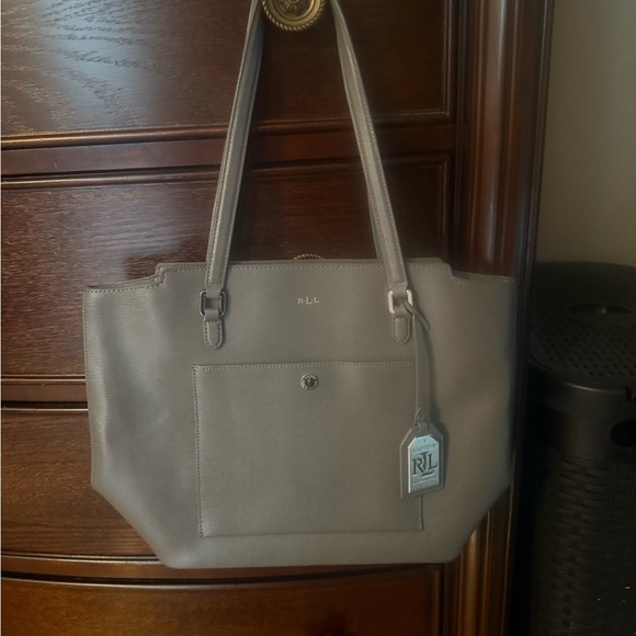 Ralph Lauren gray leather tote - Picture 2 of 6
